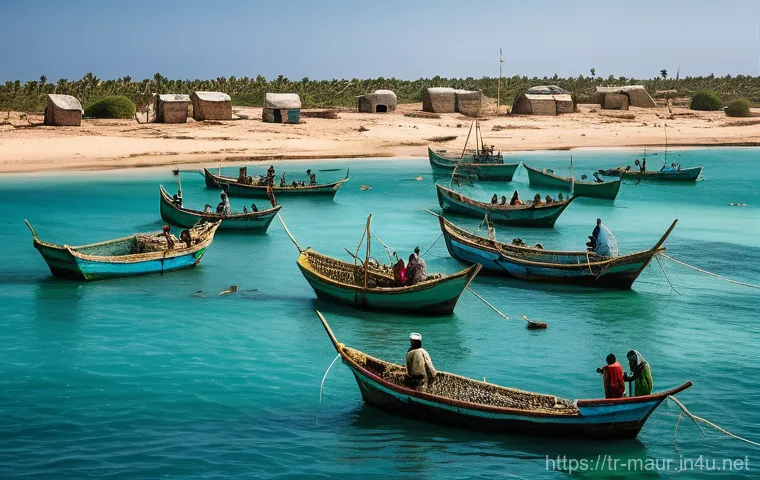 모리타니 어업 산업 - Image Prompt 1: Abundant Mauritanian Traditional Fishing**