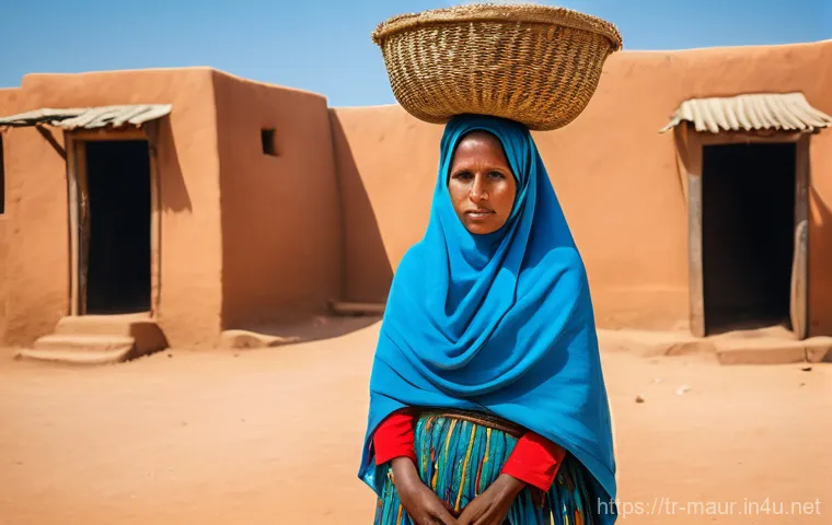 모리타니 인권 상황 - **Prompt:** A group of young children, no older than 12, are diligently working in a sun-drenched, a...