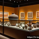 Home 14 모리타니 국립박물관 - **Prompt:** A wide shot inside the Mauritania National Museum. Sunlight streams through an overhead ...